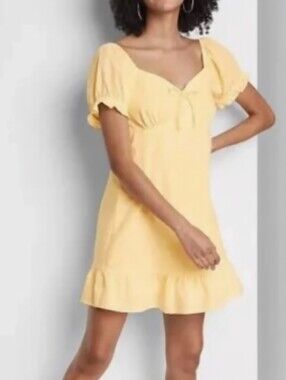 wild fable pale yellow tie-front sundress